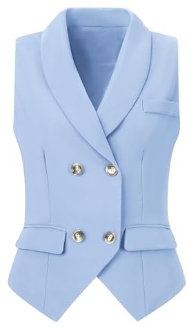 Allegra K Dressy Waistcoat Vest Décontracté Femme (lot de 1) | Double Boutonnage avec Col Châle Revers