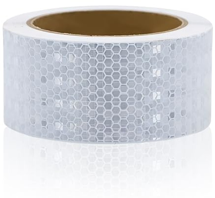 kingsea Bande réfléchissante autocollante blanche, 5 cm × 10 m, film réfléchissant de haute intensité, pour remorques, vélos, postes d'avertissement, étanchéité