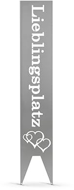 GARDIVO Garten deko Lieblingsplatz schild 115cm Hoch, Gartenstecker, Gartenschild, Gartendekoration, abkantung, Gartendekoration (Edelstahl, Liebe)