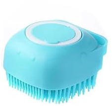 Kbeltah Dogs and cats Shampoo Scrubber Shower Bath Brush for Dogs Pet Bubble Brush Soft Silicone with Loop Handle Give Pet Gentle Massage for Long Short Haired. (Blue)