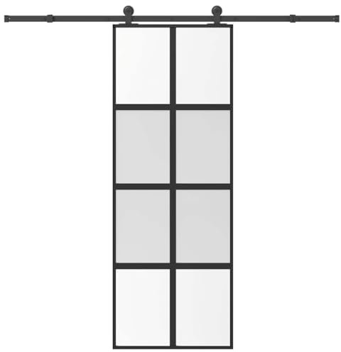 vidaXL Porte coulissante kit de quincaillerie trempé Verre Aluminium, Porte coulissante sur Rail, Porte coulissante intérieure, Porte coulissante de Salle de Bain