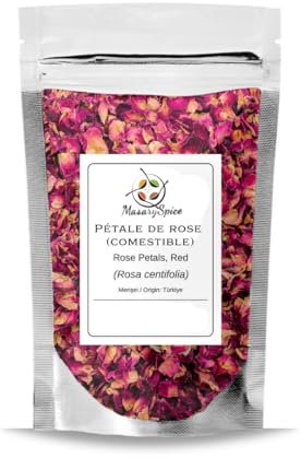 MasarySpice | Pétales de rose comestibles rouges (Rosa centifolia), paquet de 50 g.