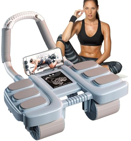 Bauchroller, Fitnessgeräte Für Zuhause, Bauchmuskel-Trainingsrad Mit Automatic Rebound Abdominal Roller Und Ellenbogenstütze 4-Rad Trainingsrolle Für Frauen Und Männer
