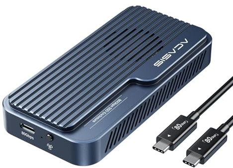 ACASIS TBU501PRO 80Gbps M.2 NVMe SSD-Gehäuse, Thunderbolt 5, USB4 V2.0 | Aktive Kühlung, 6000 MB/s, unterstützt NVMe M-Key/B+M (2230-2280), bis 8 TB, Dual-Chip, ohne SSD