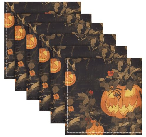 Lot de 50,8 x 50,8 cm - Motif citrouille orange - Serviettes de cuisine imprimées - Pour fête de mariage