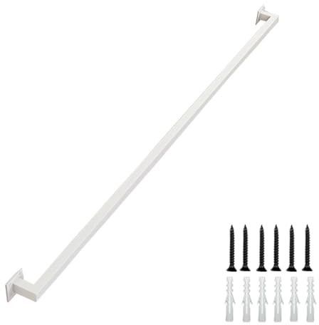 Whnoorher Corrimano per Scale - 1 m 150 cm 2 m 240 cm, corrimano per Scale in Tubo Quadrato Bianco con raccordi, Esterno in Metallo, in Ferro battuto, per Interni ed Esterni(150cm)