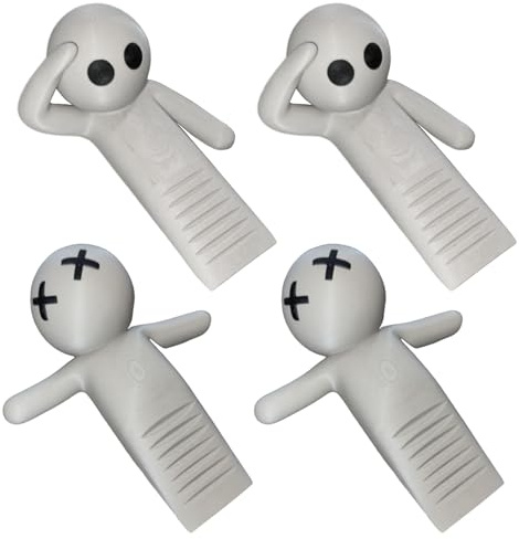 Cute Door Stopper 4 Pack Decorative Door Stop Indoors,Novelty Wedge Stoppers,Effective to Hold Your Doors Open,Fun and Functional,Adorable Design to Delight Your Home or Office(Lie Flat and Salute)