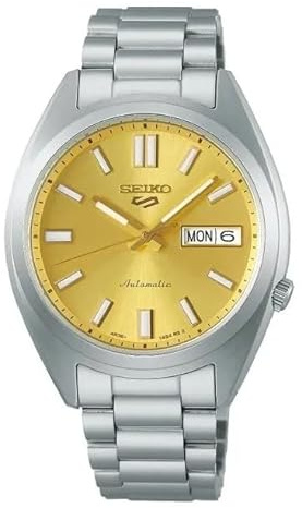 Seiko 5 Sport Automatico SRPL59K1, Quadrante Giallo, Cassa Rotonda in Acciaio, con Data e Giorno