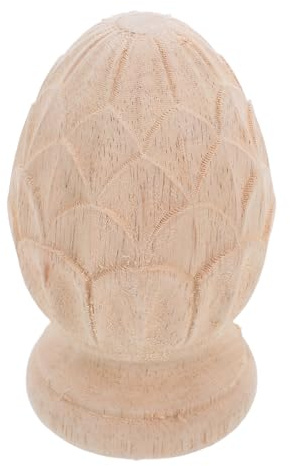 Alipis Remate de Piña Tallado en Madera para Escaleras 8X12 CM Adorno Decorativo Europeo sin Tratar Remate de Bola de Madera para Postes y Decoración Interior