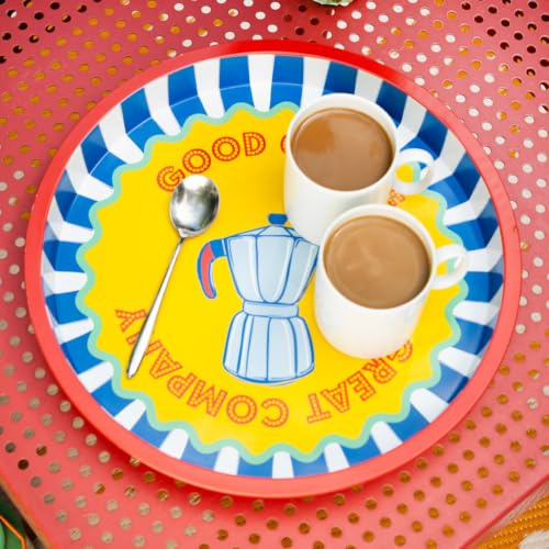 Talking Tables Grand Plateau de Service Rond pour Boissons, collations, Condiments décoratifs et colorés, idéal pour Les Repas d'été, Les barbecues, Les Repas en Plein air, Les fêtes de Jardin | en