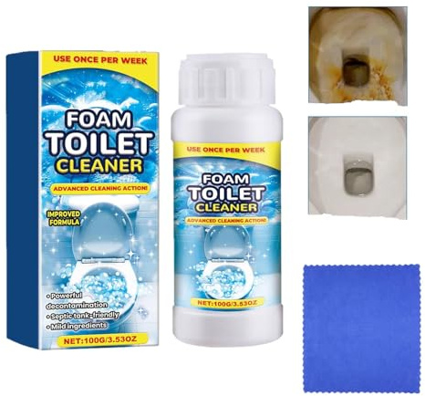 Toilet Bowl Cleaner Powder – 2026 Upgraded Foam Limescale Remover, Powerful Zero-Scrub Deep Cleaning Formula, Multi-Purpose Descaling for Toilets, Sinks, Drains & Tiles, Fresh Odor Eliminator (100g)