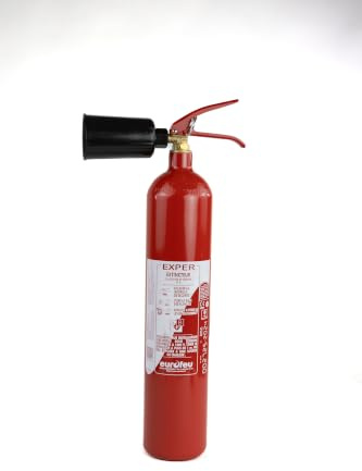 Extincteur CO₂ 2 kg EUROFEU EXPER, avec Support de Fixation et Panneau de Signalisation, pour Équipements Électriques, Bureaux, Commerces et Domiciles (2 KG)