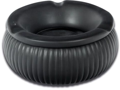 Aschenbecher Großer Windaschenbecher Keramik Ø 15 cm, Antik Schwarz, mit Deckel