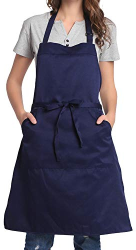 BIGHAS Verstellbare Schürze mit Tasche, Extra Lange Bänder für Damen und Herren, 18 Farben, für Koch, Küche, Zuhause, Restaurant, Cafe, Kochen, Backen, Gartenarbeit