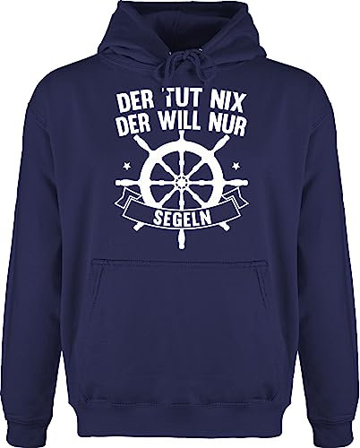 Hoodie Herren Pullover Männer - Sprüche Statement mit Spruch - Der tut nix der will nur segeln - 5XL - Navy Blau - sprüche+pullover sprueche segel pulli sprueche+pullover sprüchen segler pullis