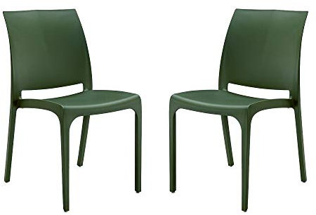 Liberoshopping Silla apilable de polipropileno, moderna, para interiores y exteriores, jardín, bar, cocina, modelo Volga (verde, 2 sillas)