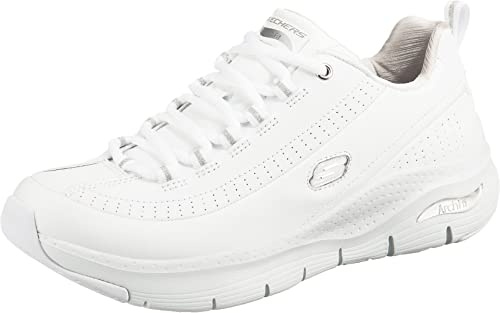 Skechers Arch Fit - Citi Drive, Scarpe da Ginnastica Donna, Bianco White Leather Silver White Trim, 37.5 EU