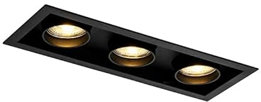 Qazqa - Moderne Einbauleuchte schwarz verstellbar 3-Licht - Dach I Wohnzimmer I Schlafzimmer - Aluminium Rechteckig - LED geeignet GU10