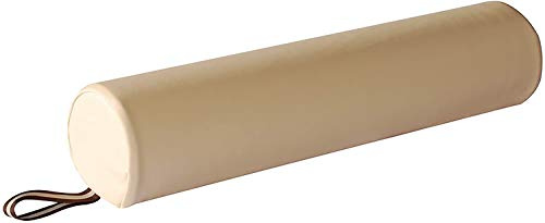 Master Massage 6 Inch Massage Bolster, 3/4 Round Pillow Cushion, Durable Spa Couch Pillow with 100% PU Upholstery, Strap (Cream, 6'' 3/4)