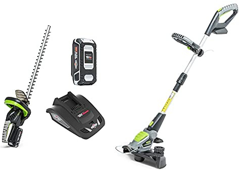 Murray 1697118 18V Lithium-Ion Hedge Trimmer Kit IQ18HTK, 51 cm Blade & 883267 18V Lithium-Ion Grass Trimmer Body IQ18GT, 30cm Cutting Width, 5 Years Warranty, 18 V, Grey/Green
