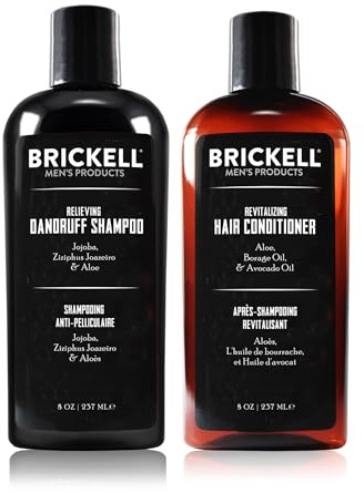 Brickell Haarpflegeroutine für Herren, Haarpflege-Routine, Schuppen-Shampoo und Conditioner-Set für Männer, mit Salicylsäure, Jojoba und Zizyphus Joazeiro, parfümiert