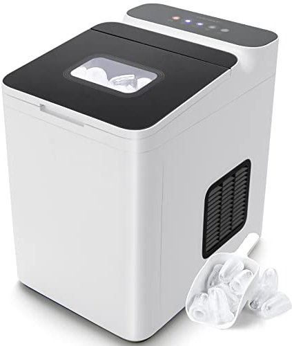 COSTWAY Máquina de Hacer Hielo, Cubitos con Forma de Bala con Aislamiento Térmico, Autolimpieza, Funcionamiento Táctil, Pequeño Electrodoméstico de Hielo para Oficina Cocina y Tienda (Blanco)