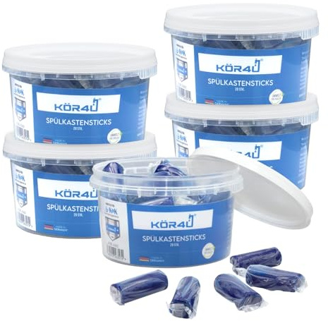 kör4u Bastoncini per cassetta di risciacquo – 100 pastiglie di pulizia blu Duofresh, fresche, efficaci contro calcare e depositi, ecologici e biodegradabili