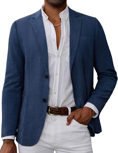 Mens Casula Sport Coat Casual Blazer 2 Button Business Suit Jacket for Wedding Bridegroom Tuxedos Blue XL