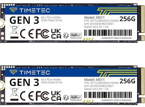 Timetec 256GBx2 (2 Pack) SSD NVMe PCIe Gen3x4 8Gb/s M.2 2280 3D NAND TLC 150TBW High Performance SLC Cache Read/Write Speed Up to 2,100/1,600 MB/s Internal Solid State Drive for PC Laptop and Desktop