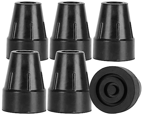 supregear Krücken Gummi, 6 Stück 19 mm Gehstock Gummipuffer, Strapazierfähig, Extra Breite Basis, Ersatzstockspitze für Gehstock, Krücken, Schwarz