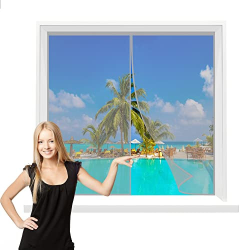 Insektenschutzrollo 155x190cm Grau Insektenschutz Balkontür Fliegenvorhang-10 x Stärker als Normales Fliegengitter Klebmontage für Wohnzimmer Schiebetür