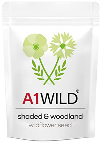 A1 Lawn - A1Wild Shaded & Woodland 100% Pure Mix, Shaded Woodland Meadows, Attracts Bees & Butterflies, Colourful Display Of Flowers, UK Native Species - Ideal For Over-Seeding, Sowing New Area & Gift