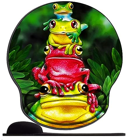 OFFSUM Tapis de Souris Ergonomique avec Repose-Poignet en Gel - Soulage la Douleur-Famille des Grenouilles Base en Caoutchouc antidérapant-Convient pour Ordinateur,Bureau,Maison