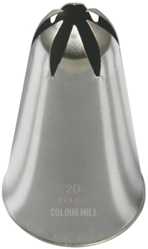 Colour Mill Stainless Steel Piping Tip 2D: Medium 6-Petal Drop Flower with Top Opening 14mm