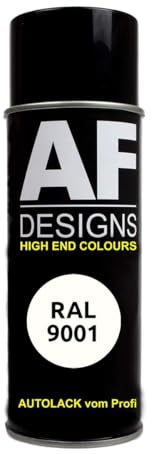 Alex Flittner Designs Spraydose RAL9001 CREMEWEISS Spraydose seidenmatt | RAL Spraydose in 400 ml. Exaktes Farbergebniss nach RAL Norm. Leuchte Farben, Sehr schnelle Trockung und extrem lange