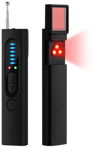 AXFEE Camera Detector Device, Hidden Camera Detector, Anti Spy Detector Finder, GPS Bug Detector with Charging Cable, Portable Mini Bug Detector for Anti-Sneak Shooting and Anti-Eavesdropping