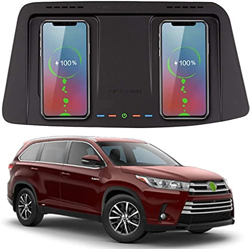 Car Wireless Charger for Highlander 2015 2016 2017 2018 2019 Center Console Accessory Panel for All Qi Phone Dual 10W Fast Charger