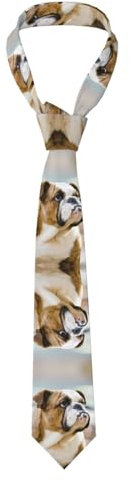 Klassische Herren-Krawatte mit Gaming-Controller-Muster, bedruckte Seide, enganliegend, einfarbig, Paisley-Krawatte, Lustiger englischer Hund, One size