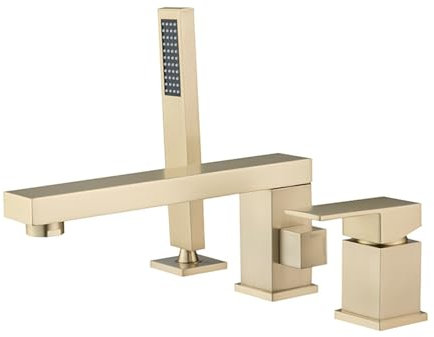 Mixer Bath Taps with Shower Fitting 2 Mode Bathroom Tap with 360° Rotation,Brushed Gold