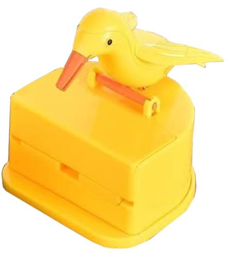 Jorzer Automatischer Zahnstocherspender Push-Type Vogel-Zahnstocherspender 3,5x3x3,4 Zoll Kunststoff-Zahnstocherhalter mit Zahnstocherbox Zahnstocherhalter-Spender Gelb