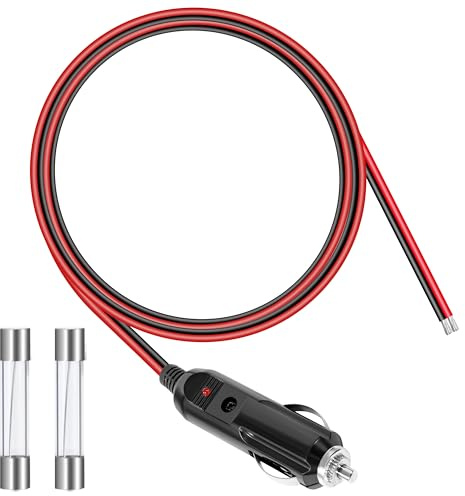 GUNGY Zigarettenanzünder Stecker 12V Autostecker mit 1M Verlängerungskabel 14AWG Zigarettenanzünder Steckerkabel mit Sicherung 15A für Auto LKW Wohnmobil Zigarettenanzünder-Buchse