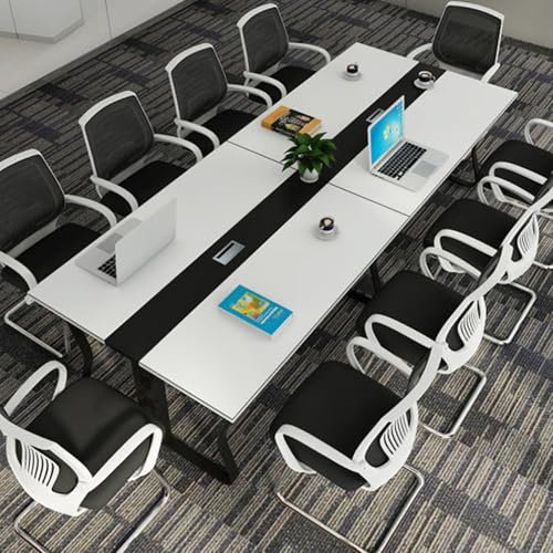 LYXWGRZD 94,4-Zoll-Konferenztisch, rechteckiger Besprechungstisch, Seminartisch mit Metallrahmen, Schulungstisch for das Home Office