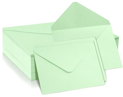 Romon Sobres Pequeños, 50 Piezas Sobres de Papel 120 g/m² Verde Sobres Invitaciones Boda, Sobres de Felicitaciones Regalo Sobres de Tarjeta Boda Fiesta Oficina Invitación para Eventos Navidad