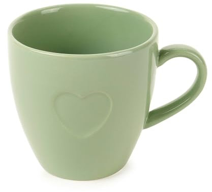 Nuvole di Stoffa Tazza da latte in porcellana verde con cuore Heart, Shabby Chic 9.5x5.4 cm
