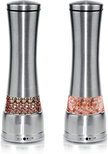 Manuelle Salz- und Pfeffermühle aus Edelstahl mit Keramikkern - Küchenmühle zum frischen Mahlen von Gewürzen und Gewürzen