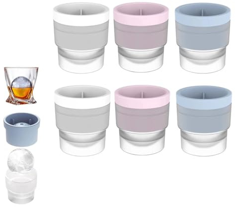 Chiclify Ice Ball Round Ice Cube Mold Easy-Release Sphere Ice Maker Silicone Ice Cube Molds Reusable Round Ice Cube Mold for Jelly Milk Juice Chocolate or Cocktails Whiskey & Funnel (Mix-6pcs)