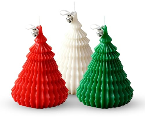 3 Stück Weihnachtskerzen,Soy Wax Candle, dekorative Duftkerzen für kerzen weihnachten, Kerzen Weihnachten，duftkerze weihnachten, weihnachtsgeschenke(Farbgebung in Weiß, Rot und Grün)