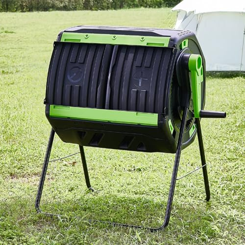 Contenedor De Compost para Exteriores, De Doble Cámara, con Patas De Hierro, Fabricado En PP, De 200 L (53 Galones), Ideal para Jardín, Cocina Y Residuos De Jardín