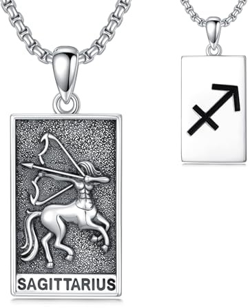 HARMONY BOLA Collier Sagittaire en argent sterling 925 Pendentif Sagittaire Astrologie Horoscope Bijoux pour hommes et femmes Cadeaux d'anniversaire