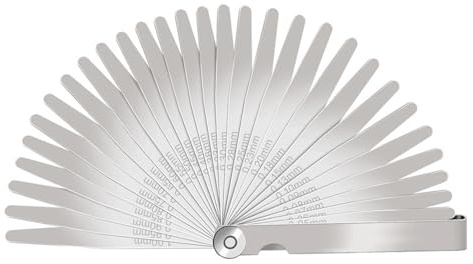 Spessimetro conico a 32 lame, 0,02-1,00 mm, in acciaio inox, strumento di misurazione per chitarra con valvola a candela di accensione, 1 pezzo